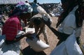 Aid distribution in displaced peoples camp, Angola