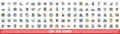 100 aid icons set, color line style Royalty Free Stock Photo