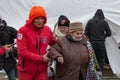 Ukrainian refugee at the Medyka border crossing in Poland