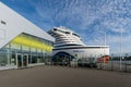 AIDA perla in the harbor of Hamburg with a fantastic sky with beautiful clouds, Germany Royalty Free Stock Photo