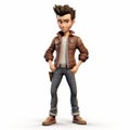 3d Aiden: Full Body With Pompadour Hairstyle On White Background