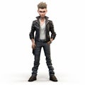 3d Aiden: Full Body With Pompadour Hairstyle On White Background