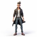 3d Aiden: Full Body With Pompadour Hairstyle On White Background