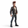 3d Aiden: Full Body With Pompadour Hairstyle On White Background