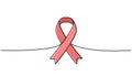 AIDS awareness ribbon one line colored continuous drawing. World AIDS day symbol continuous one line colorful