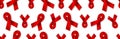 AIDS Day Seamless Pattern. Realistic Red Awareness Ribbon to World AIDS Day 1 December. HIV medical cover isolated on white. 3D