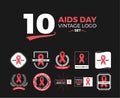 10 Aids Day Vintage logo set