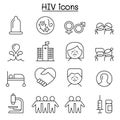 AIDS ,HIV icon set in thin line style