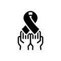 Black solid icon for Aids, ribbon and hiv Royalty Free Stock Photo
