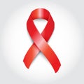 Aids Red Ribbon Realistic Vector Icon