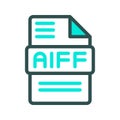 Aiff audio file format icon design in colored outline style