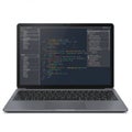 AIGenerated Laptop Displaying Source Code for Developer Workspace