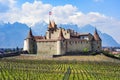Aigle castle, swiss Alps mountains, Switzerland Royalty Free Stock Photo