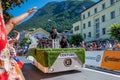 Aigle, Valais Canton, Switzerland -10 July, 2022: Passage of an advertising car of Century 21 brand real estate company in the