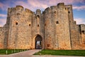 Aigues-Mortes, Gard, Occitania, France: the city gate in the med Royalty Free Stock Photo