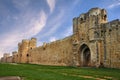 Aigues-Mortes, Gard, Occitania, France: landscape at dawn with the medieval city walls of the town of Camargue Royalty Free Stock Photo