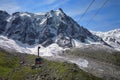 Alps Mountains. Aiguille du Midi, mountain in the Mont Blanc massif, landmark attraction in France