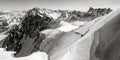 Aiguille du Midi ridge and VallÃÂ©e Blanche, extreme skiing in the Mont Blanc massif. Chamonix, France Royalty Free Stock Photo