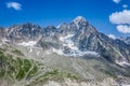 The Aiguille du Moine (l) and the Grande Rocheuse (c) in the french alps above Chamonix