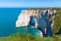 Aiguille Etretat cliff on the sea side Royalty Free Stock Photo