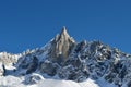 The Aiguilles du Midi mountain range in Chamonix Royalty Free Stock Photo