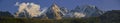 The Aiguilles mountain range peaks and blue sky. Chamonix, France