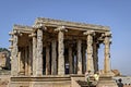 Ancient 8th century carved stone temple of Aihole, Karnataka, India. The exquisite sculpted monument has been excavated