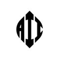 AII circle letter logo design with circle and ellipse shape. AII ellipse letters with typographic style. The three initials form a Royalty Free Stock Photo