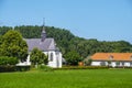 Aijen, Netherlands - Juky 18, 2021: Tiny church in the village Aijen, province Noord Limburg, Netherlands