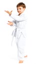 Aikido boy fighting position Royalty Free Stock Photo