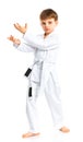 Aikido boy fighting position Royalty Free Stock Photo