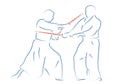 Aikido combat between athletes