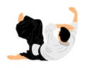 Aikido fighter illustration. Training action. Self defense, defence art excercising concept. Aicido instructor demonstrate