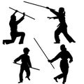 Aikido kids silhouettes Royalty Free Stock Photo