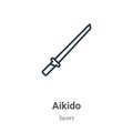 Aikido outline vector icon. Thin line black aikido icon, flat vector simple element illustration from editable sport concept