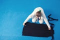 An aikidoka girl folding hakama for Aikido training Royalty Free Stock Photo