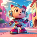 Cute Robot Girl Modern Technology AI generated
