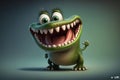 ail designSuper Happy Smile: A Fluffy, Goofy Cartoon Crocodile with Silly Expressio