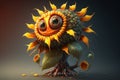 ail, photorealistic sunflower model