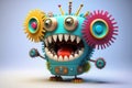 ail renderSuper Happy Smile: A Fluffy, Comical, Pixar-Style Robot with a Wacky Expressio