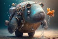 ail workSmiling Robot Bear and Fish: Unreal Engine 5 Hyper-Detailed Insanity