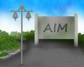 Aim board sign on road with street light illustration Royalty Free Stock Photo