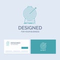 Aim, focus, goal, target, targeting Business Logo Line Icon Symbol for your business. Turquoise Business Cards with Brand logo