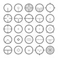 Aim icon set, various abstract target aiming scope reticles vector illustrations isolated on white