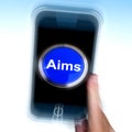 Aim On Mobile Phone Shows Targeting Aspirations Royalty Free Stock Photo