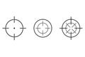 Aim or target cross symbol in circle. Illustration of weapon sign of sniper or sharpshooter. Aiming bullseye in flat