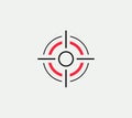 Aim vector linear stylized icon, goal abstract sign, target symbol, gun business logo template, vector illustration on