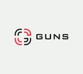 Aim vector linear stylized icon, goal abstract sign, target symbol, gun business logo template, vector illustration on