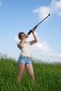 Aiming girl Royalty Free Stock Photo