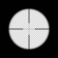 Aiming for target on rifle black background. Sight view of sniper vector illustration. Optical crosshair zoom symbol